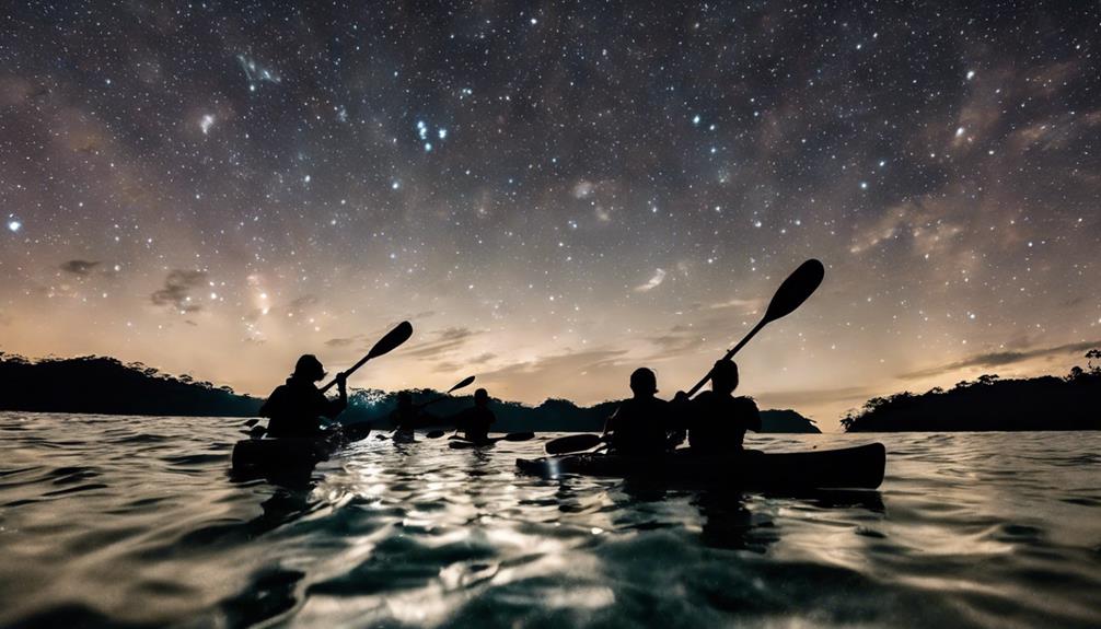 bioluminescent kayaking under stars