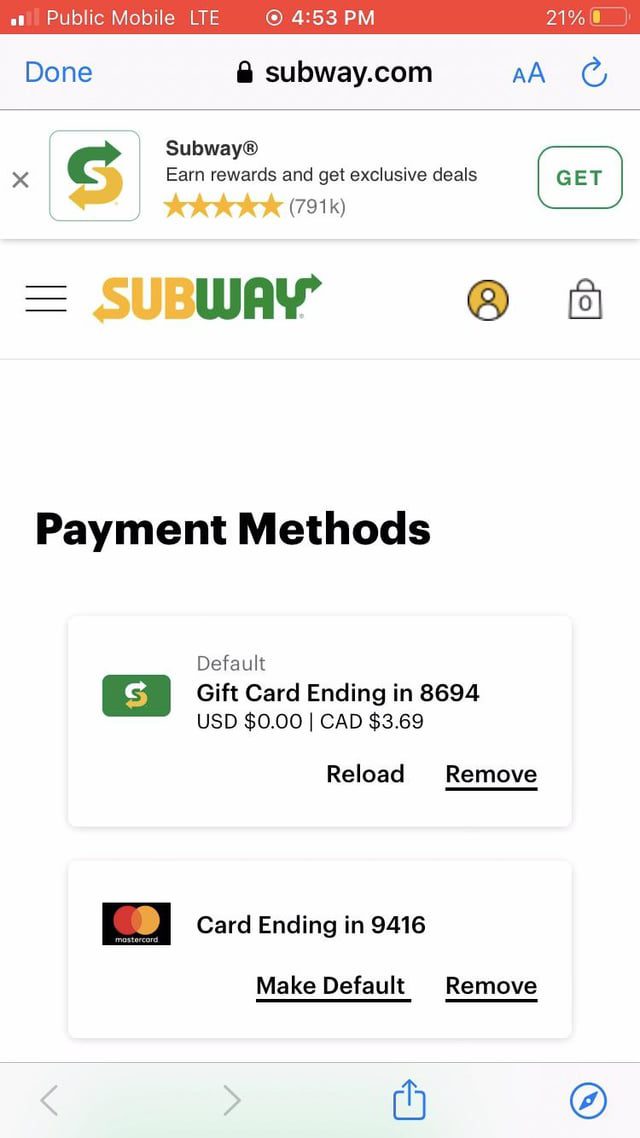 How to Reload Subway Gift Card