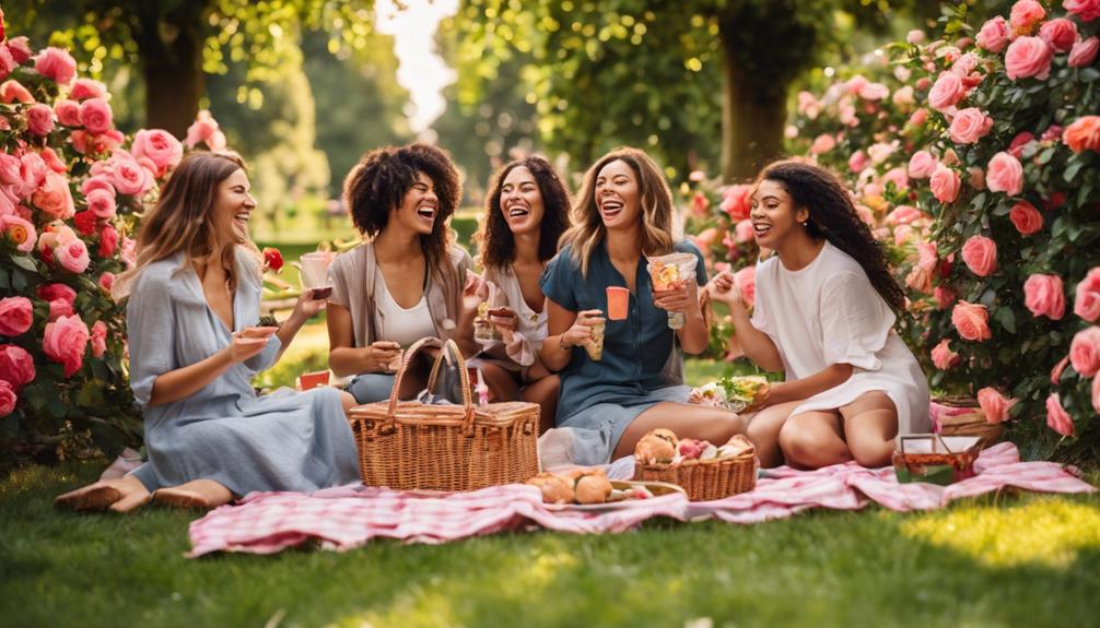 outdoor picnic with flowers