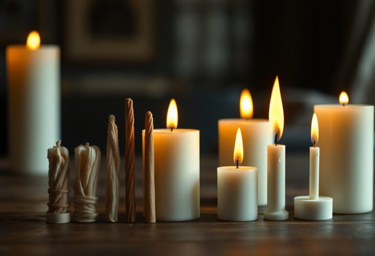Different types of candle wicks and their effects on burn time and quality.