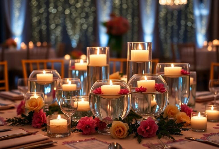 Creative uses of floating candles for events and home decor.