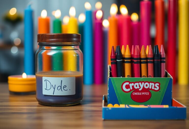 Why traditional dyes are better than crayons for coloring candles.