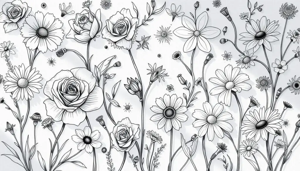 finished flower coloring pages