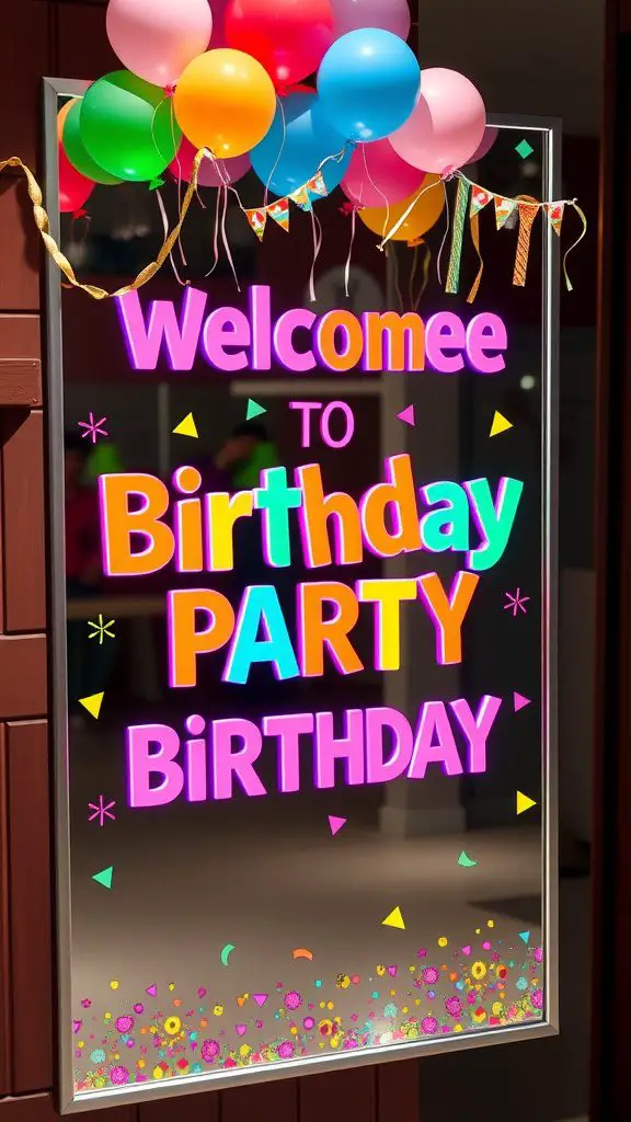 mirror welcome sign birthday
