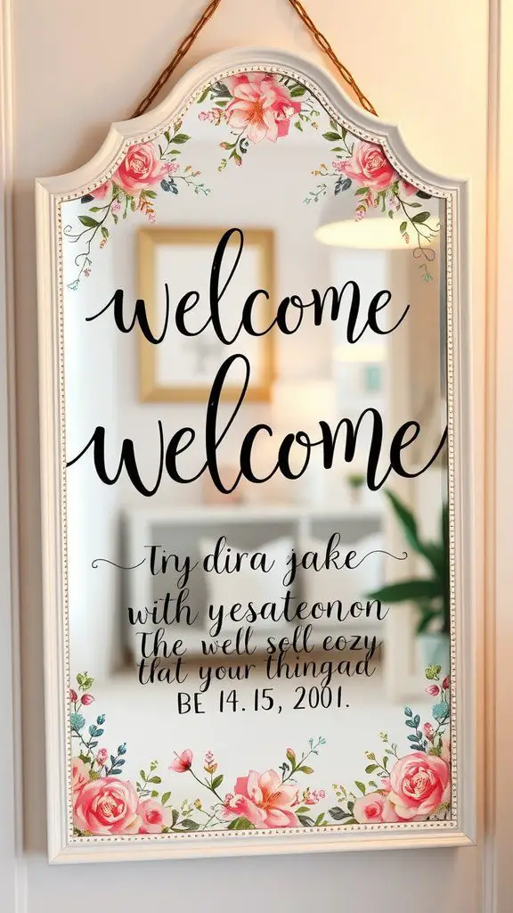 mirror welcome sign handwritten