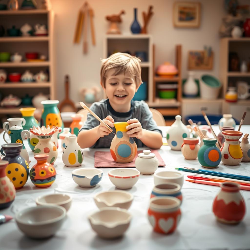 kid-friendly pottery painting