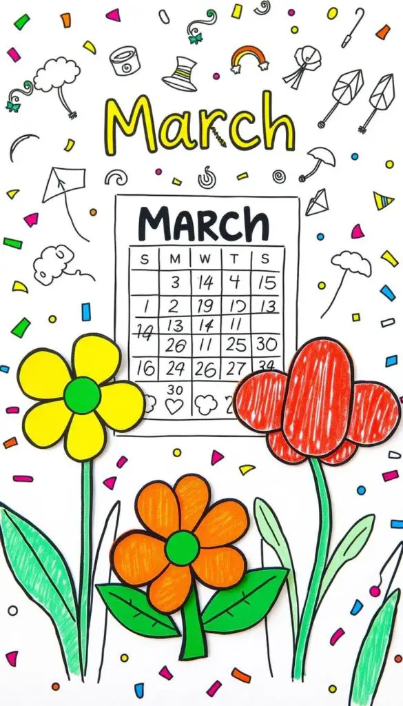 march coloring page crafts