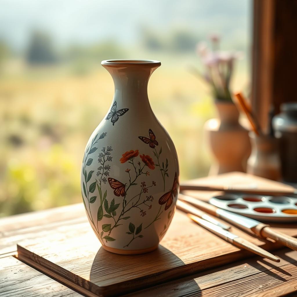 nature-inspired pottery painting