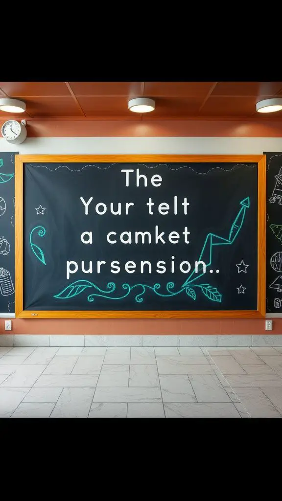 A school board with a creative border and colorful designs.