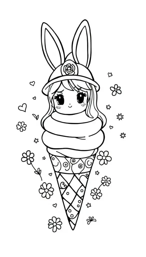Bunny Shaped Ice Cream Scoop On A Cake Cone