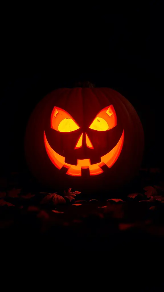 A glowing Jack-o'-lantern with a classic face design