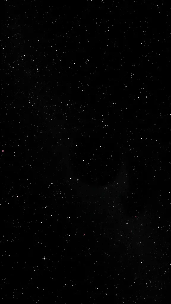 A starry black cosmic background with numerous stars scattered across.