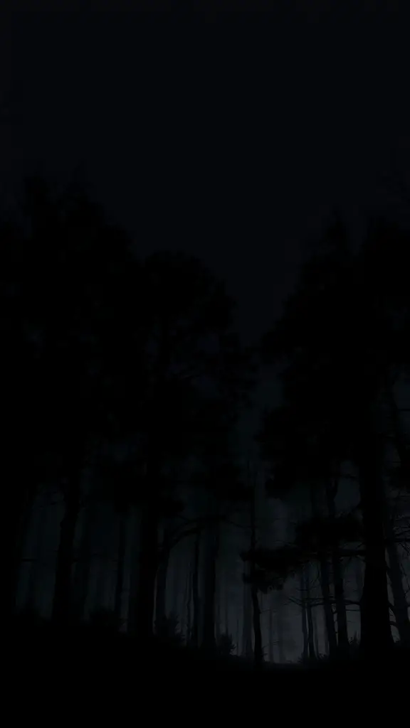 Dark forest silhouette against a night sky
