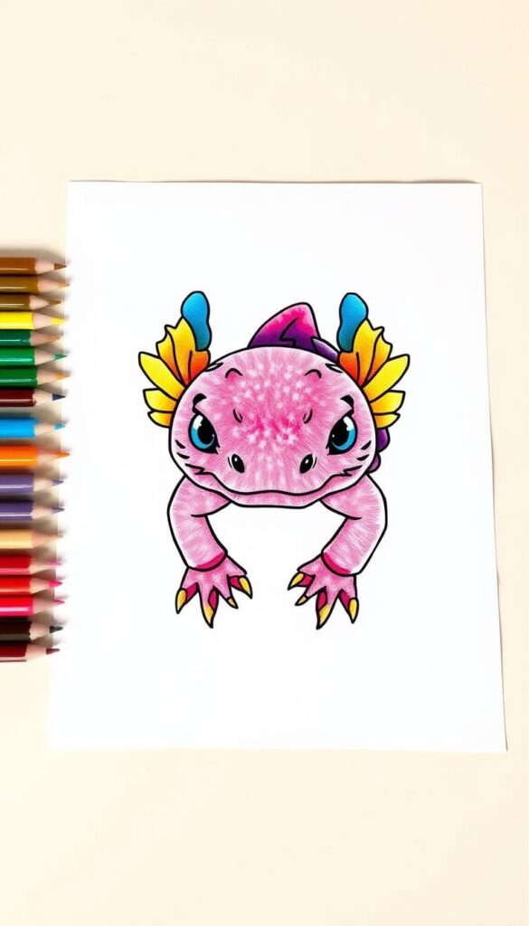 educational axolotl coloring sheet