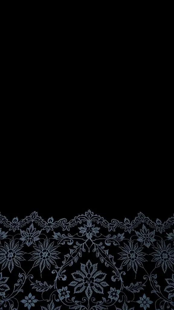 Elegant black lace design on a black background.