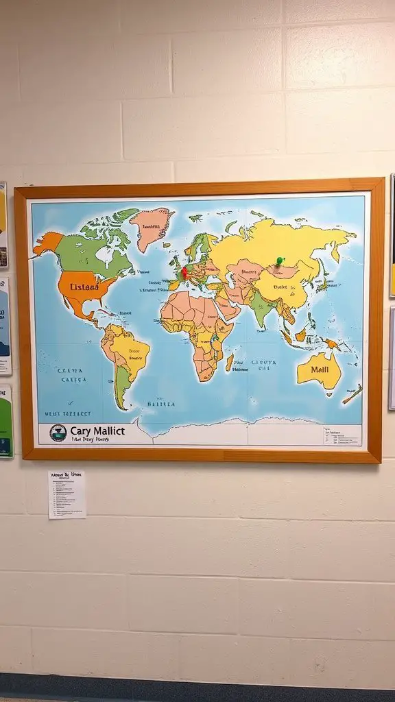 Interactive map displaying various locations with pins marking learning journeys.