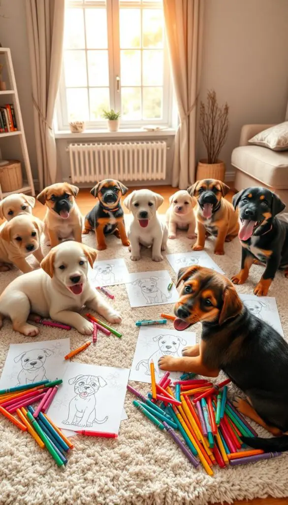 puppy-themed coloring fun