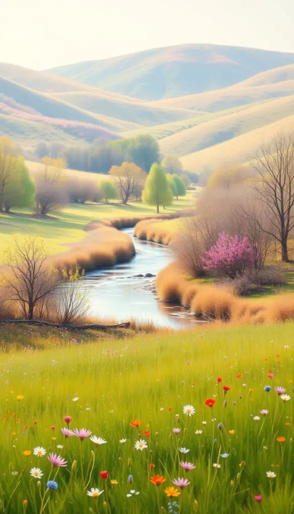 step step tutorial for spring landscape painting