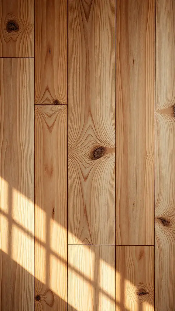 Close-up of light wood paneling with natural grain patterns.