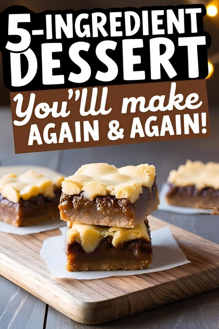 Close-up of gooey 5-ingredient dessert bar with golden crust and melted chocolate