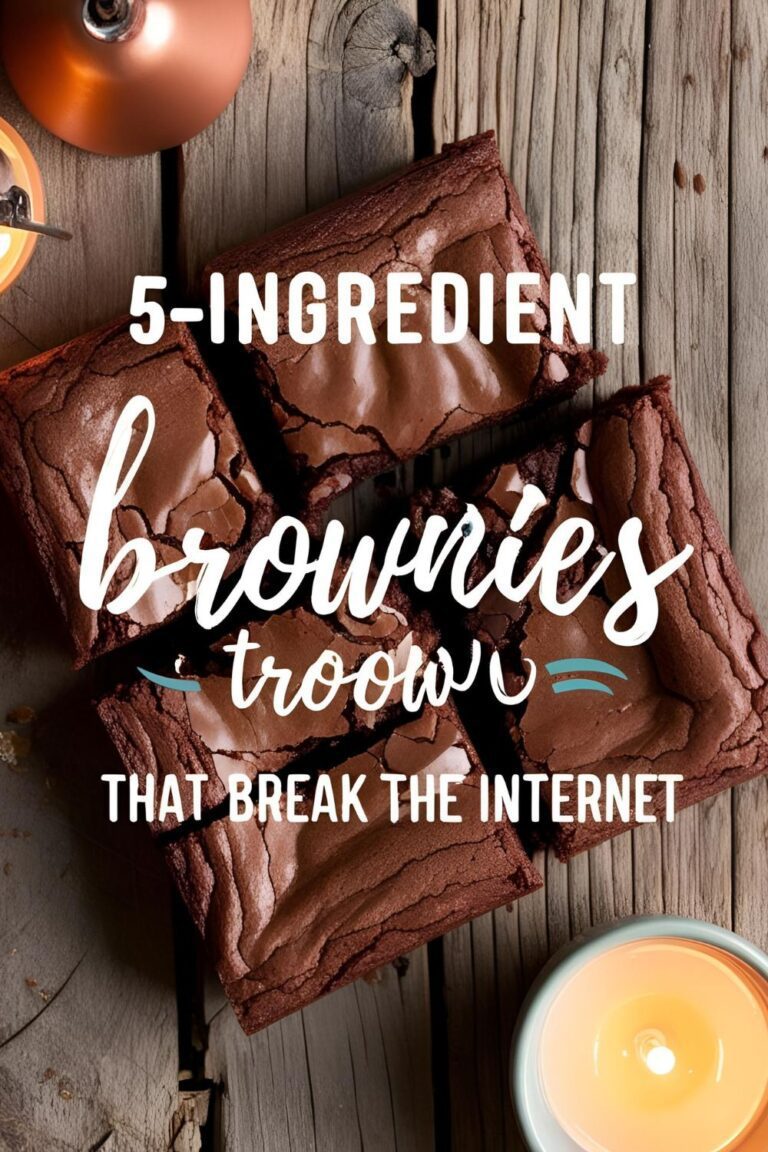 Stack of gooey 5-ingredient brownies with crackly tops, perfect for easy dessert nights