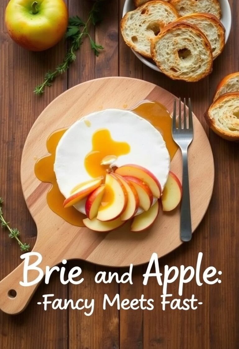 Gooey baked Brie with apples on toast, styled for a cozy and delicious appetizer spread.