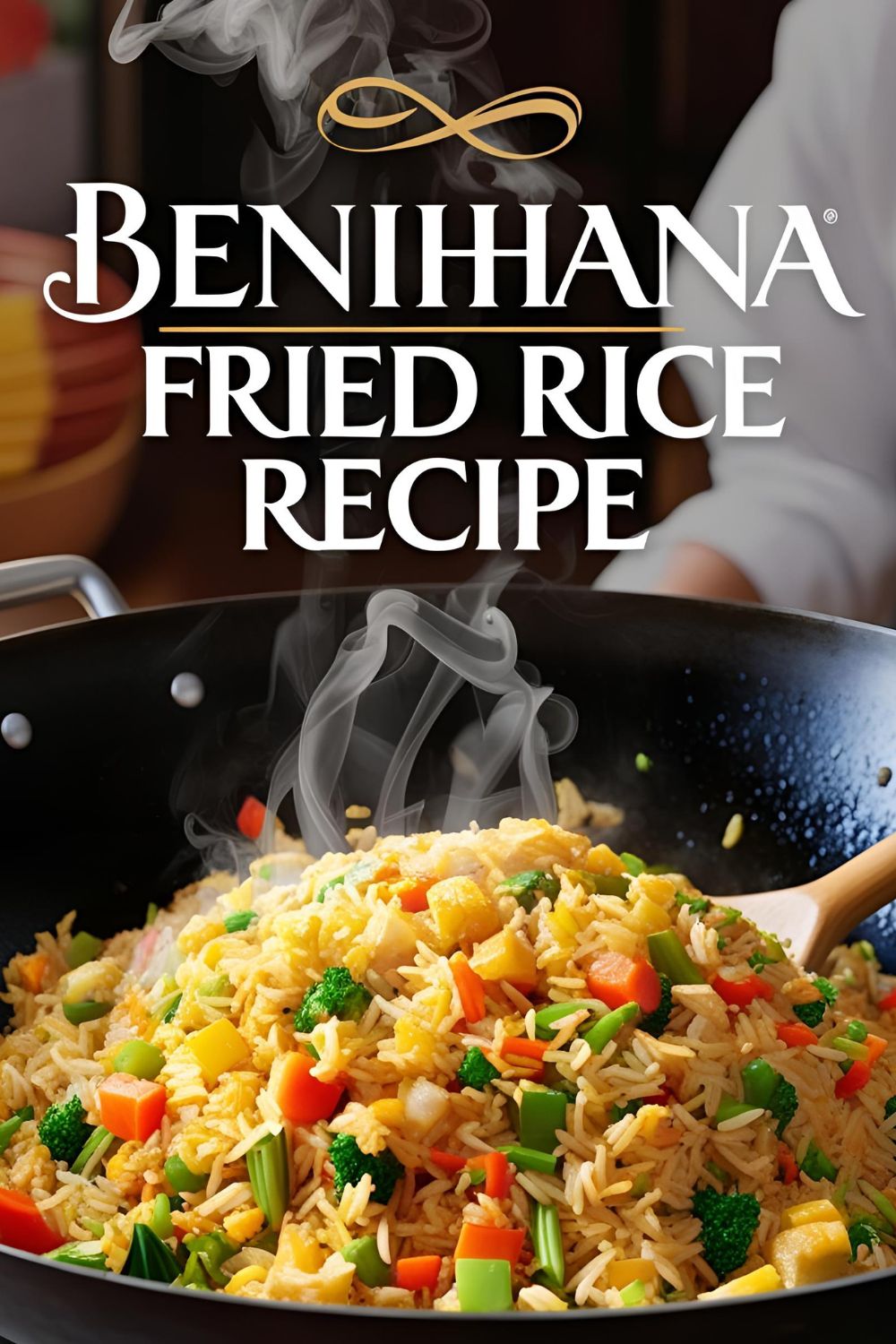 A bowl of homemade Benihana-style fried rice garnished with green onions.
