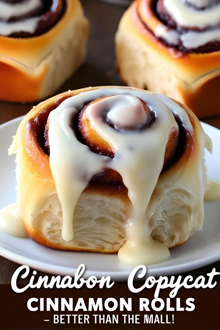 Close-up of gooey cinnamon rolls with cream cheese frosting.