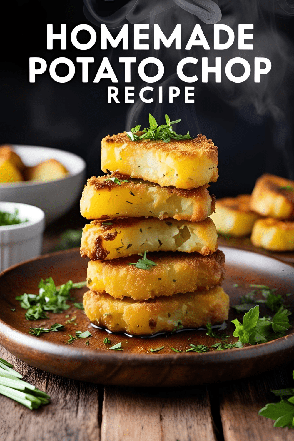 A plate of golden potato chops with spicy filling and chutney on the side, styled beautifully for a foodie’s dream snack.