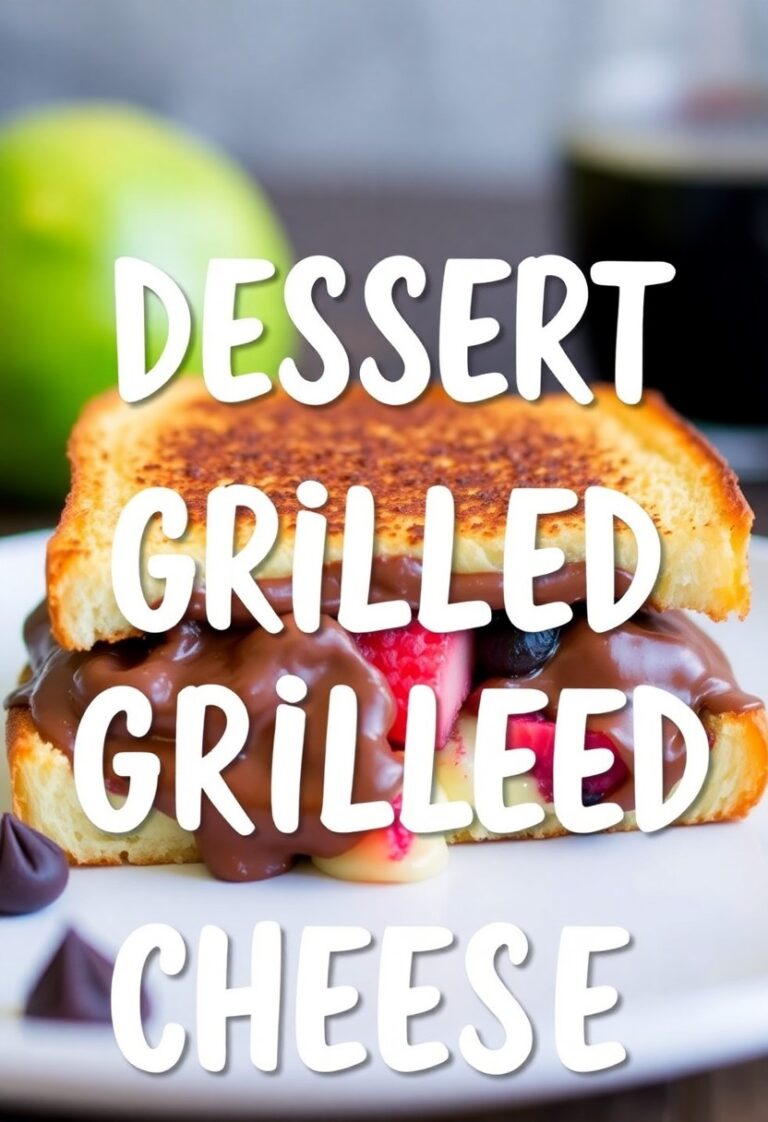 Close-up of a dessert grilled cheese sandwich oozing with melted chocolate and fresh fruit
