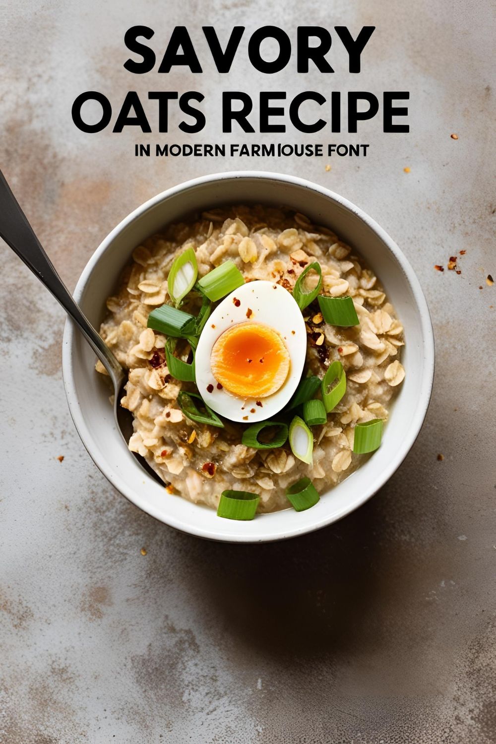 Creamy savory oats bowl with cheese, egg, and green onions