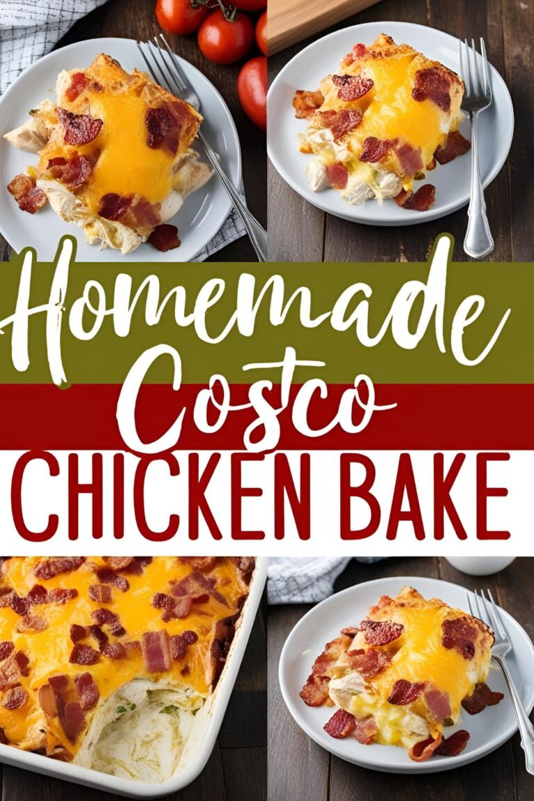 A sliced homemade Costco Chicken Bake showing melted cheese and bacon inside.