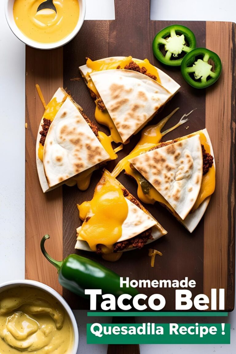 Homemade Taco Bell quesadilla recipe with melty cheese and creamy jalapeño sauce