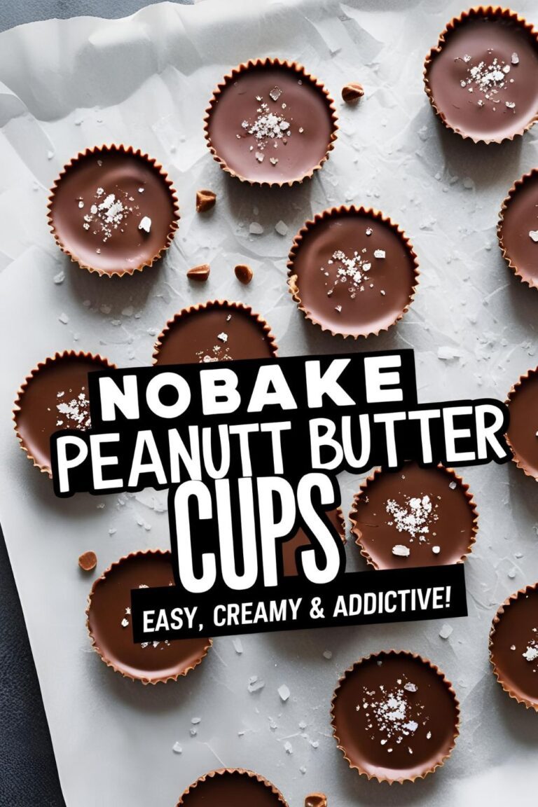 No-bake peanut butter cups on parchment paper with melted chocolate topping and flaky sea salt.