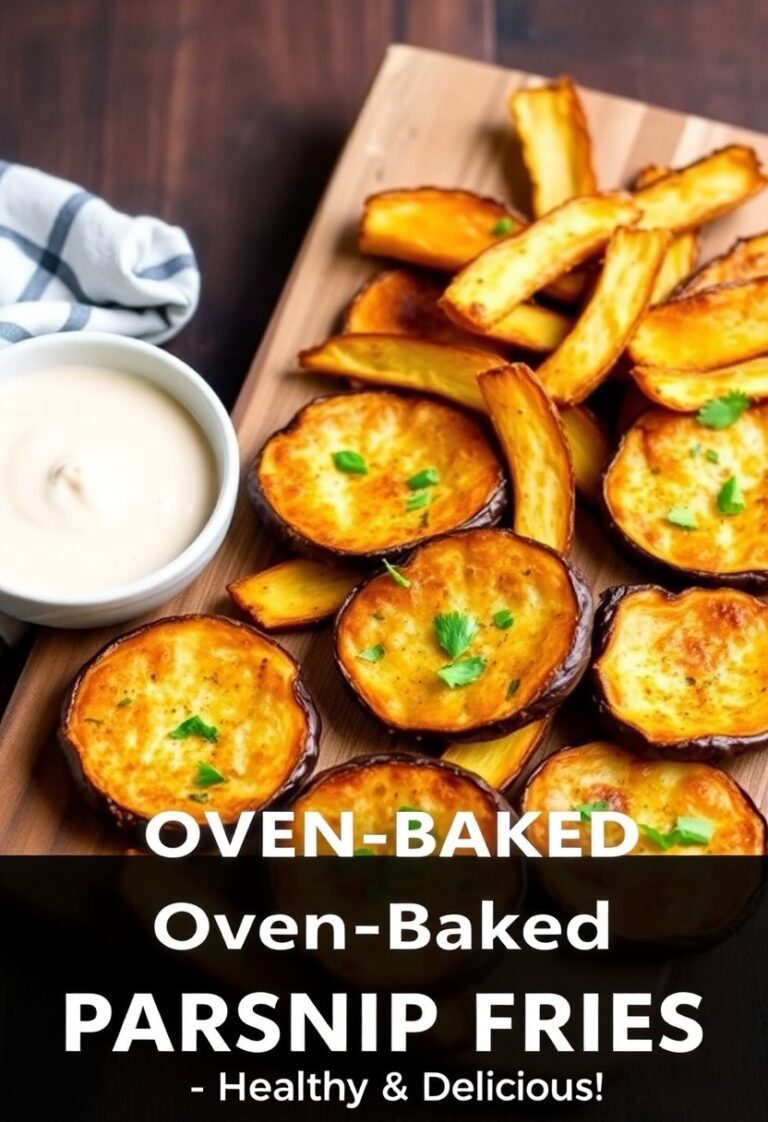 Golden, crispy parsnip fries served with dip on a baking sheet – perfect healthy snack or side dish