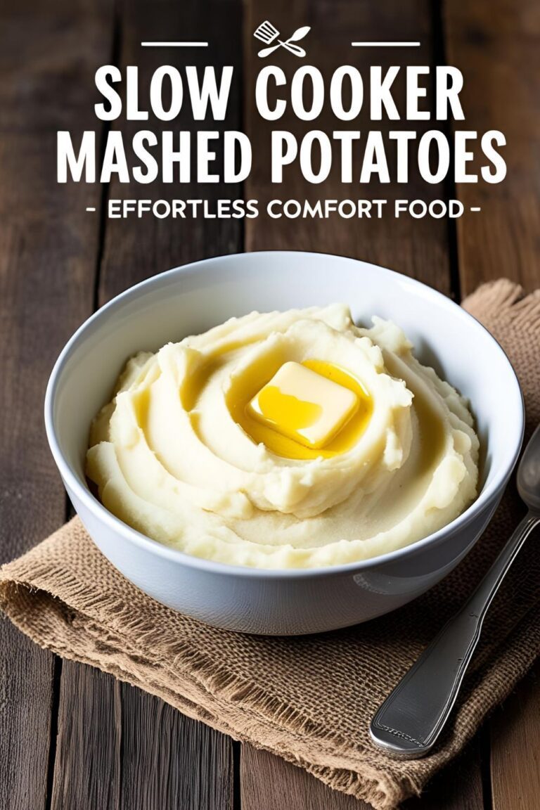 Bowl of creamy slow cooker mashed potatoes with melting butter on top
