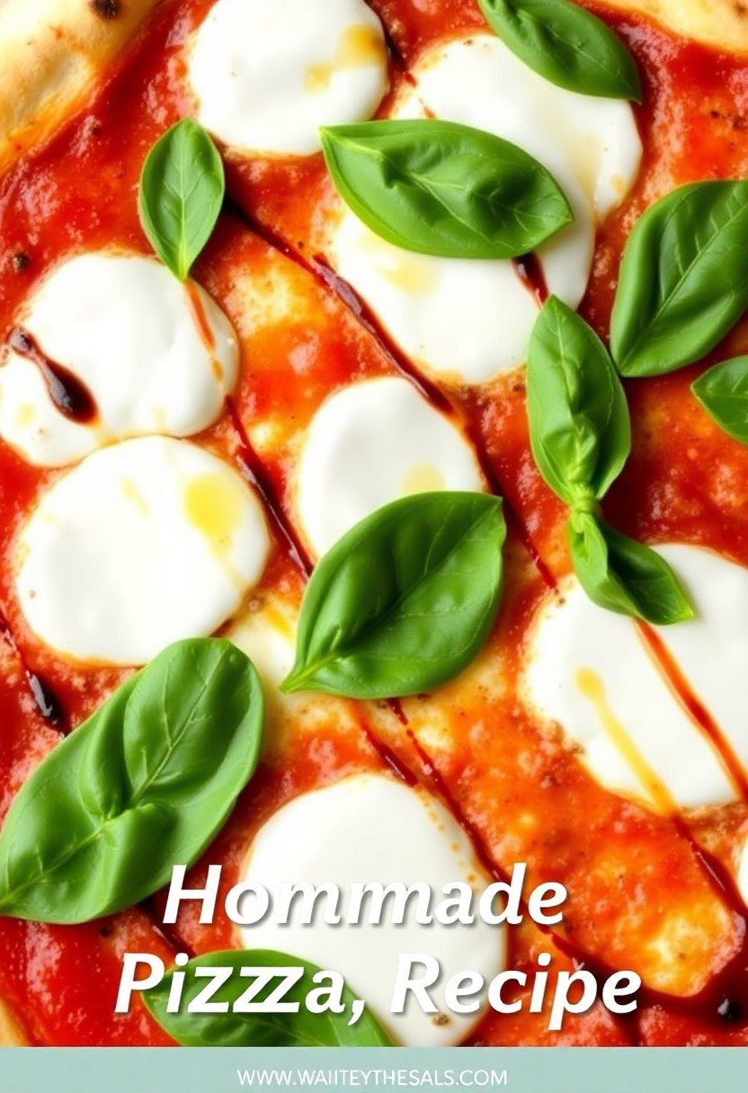 Fresh, homemade pizza with mozzarella, basil, and a golden-brown crust.