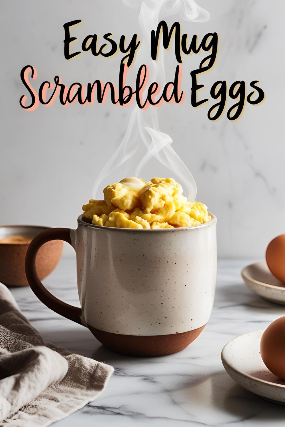 Mug scrambled eggs recipe – fluffy eggs in a mug cooked in the microwave