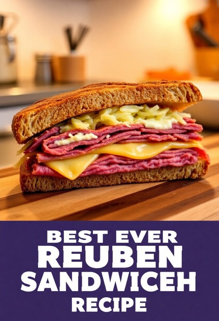 Flat lay collage of Reuben sandwich ingredients including rye bread, corned beef, Swiss cheese, sauerkraut, and Thousand Island dressing.