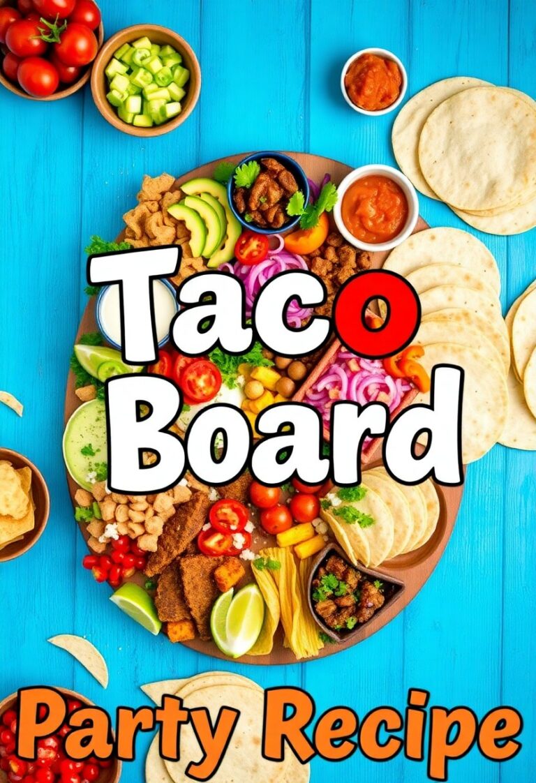 Colorful and delicious taco board with assorted toppings, perfect for parties and gatherings.
