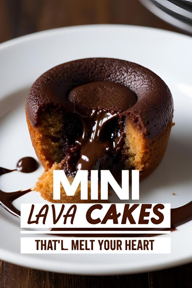 A decadent mini lava cake with molten chocolate center, served with ice cream.