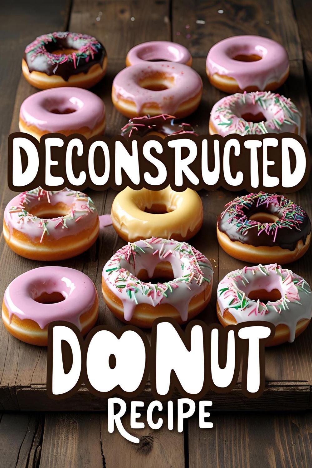 A stylish presentation of deconstructed donuts with various fillings and toppings.