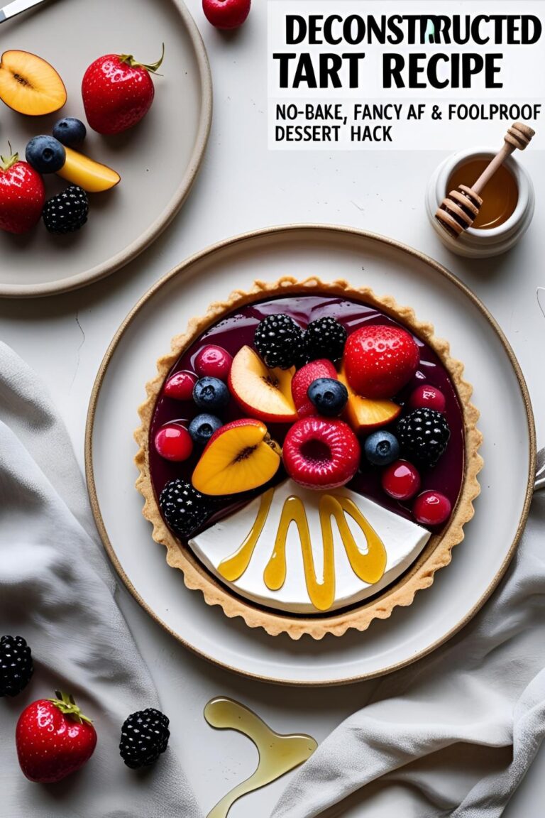 A no-bake deconstructed tart recipe with fruit, mascarpone, and granola for a quick elegant dessert.