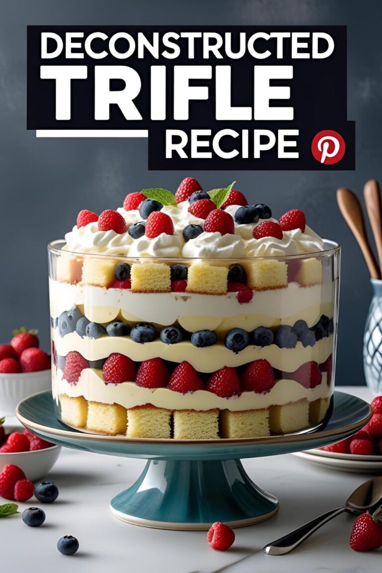 Modern plated deconstructed trifle with fruit, cream, and cake for a stunning no-bake dessert