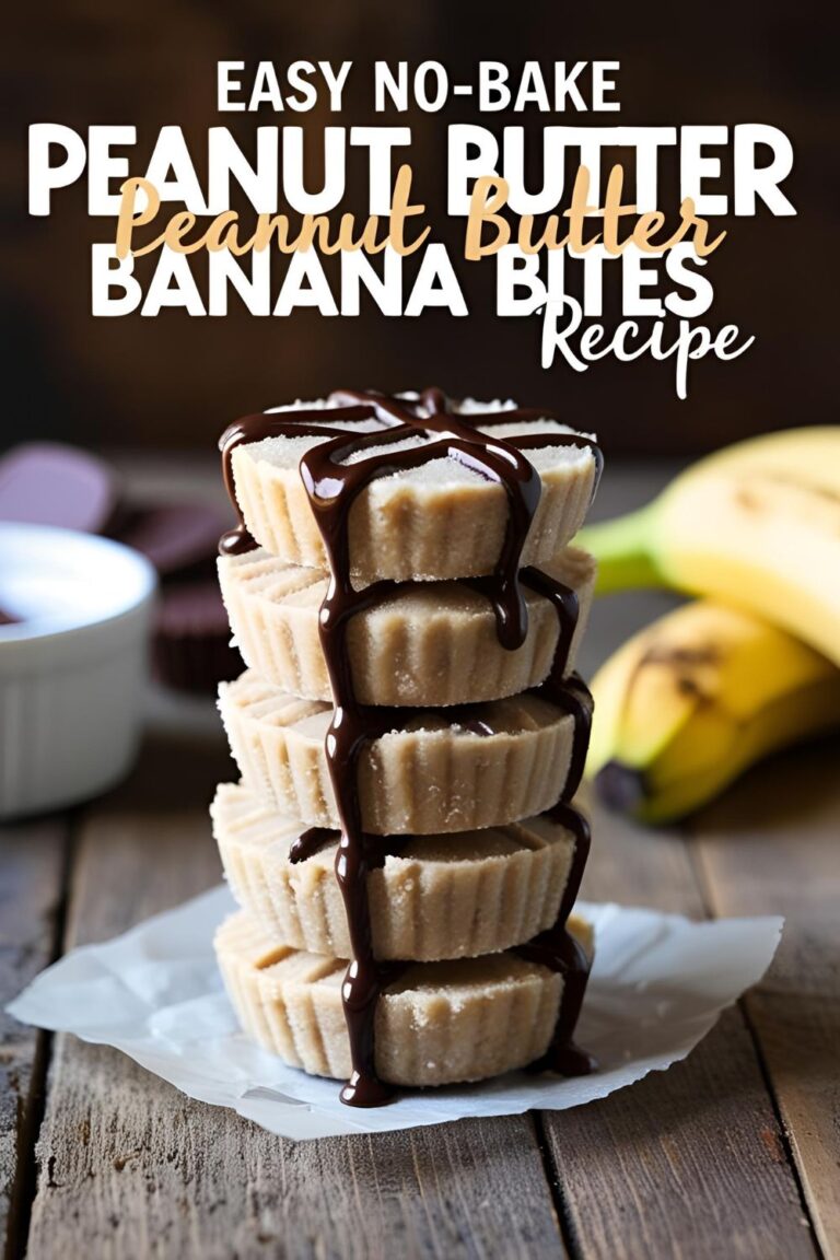 A plate of no-bake peanut butter banana bites drizzled with chocolate, perfect for a healthy snack.