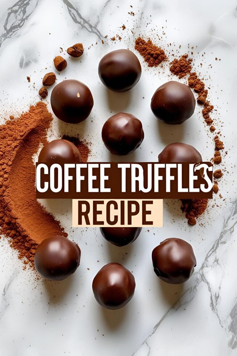 Homemade coffee truffles recipe with dark chocolate, espresso, and cocoa powder for a rich, no-bake treat.