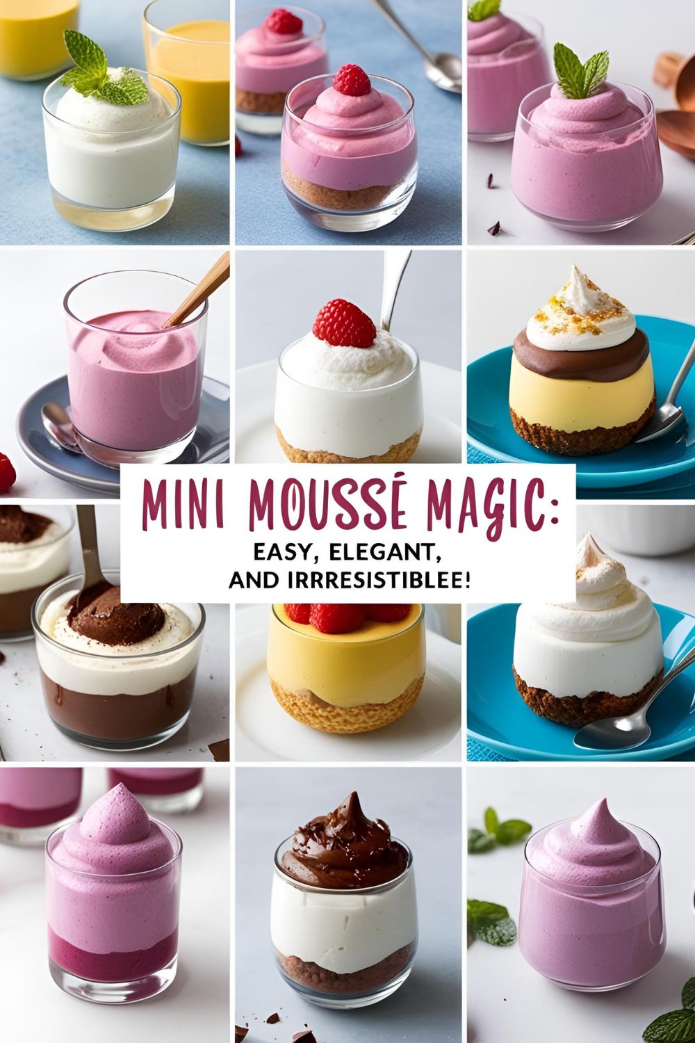 A beautifully presented mini mousse dessert topped with fresh berries and mint leaves.