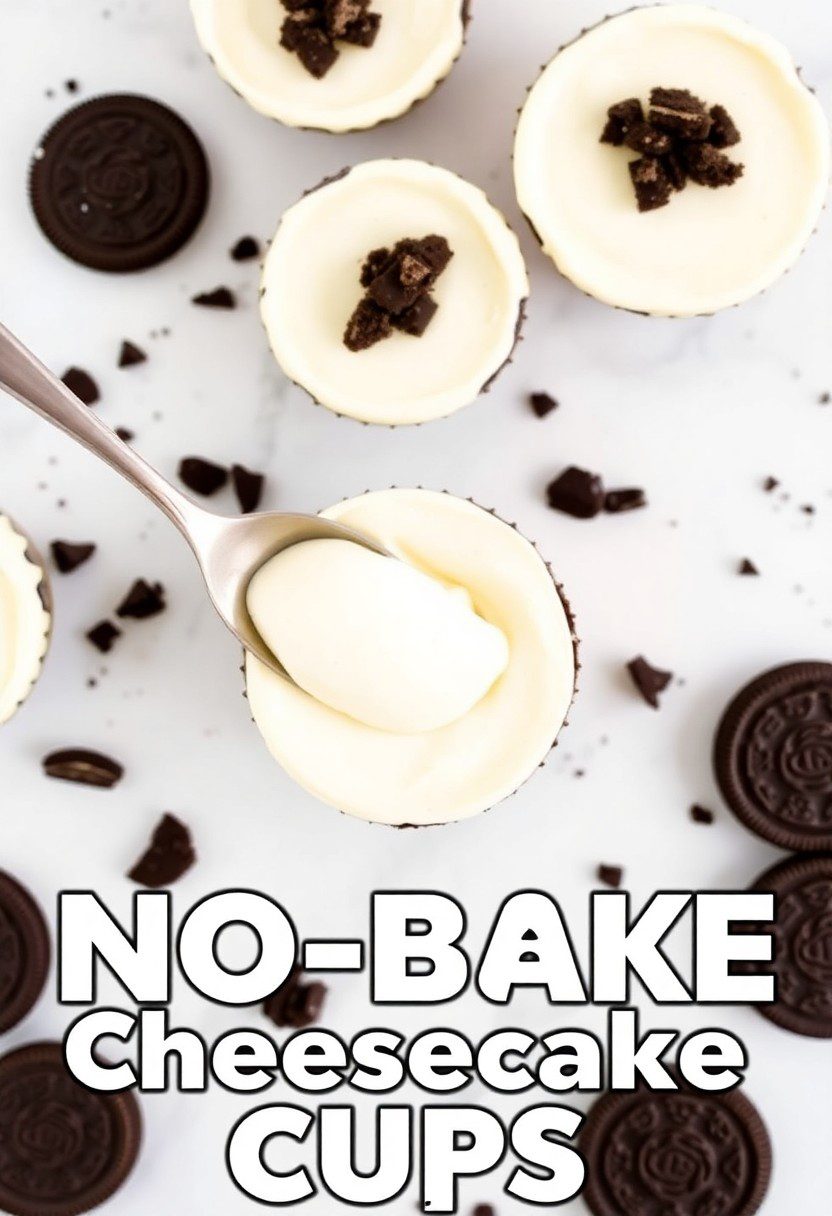 A delightful display of No-Bake Oreo Cheesecake Cups, perfect for any occasion.