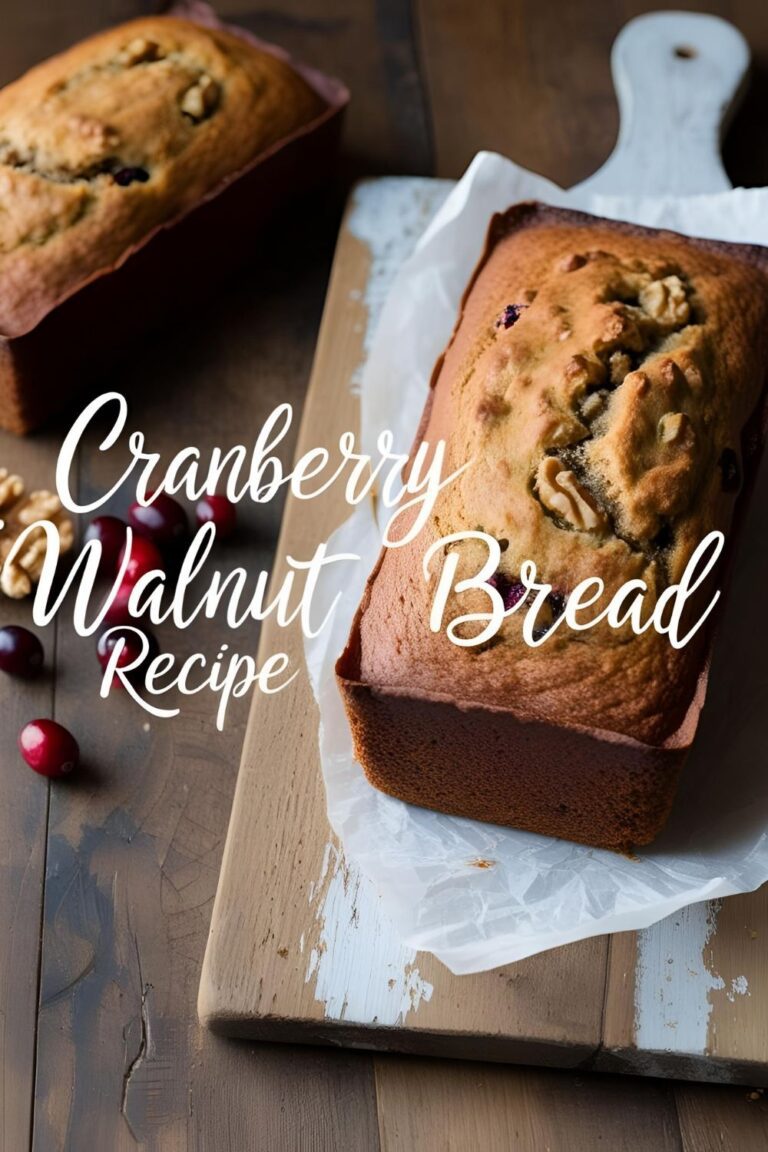 Sliced cranberry walnut bread on a wooden board, showcasing the rich texture and vibrant cranberries.