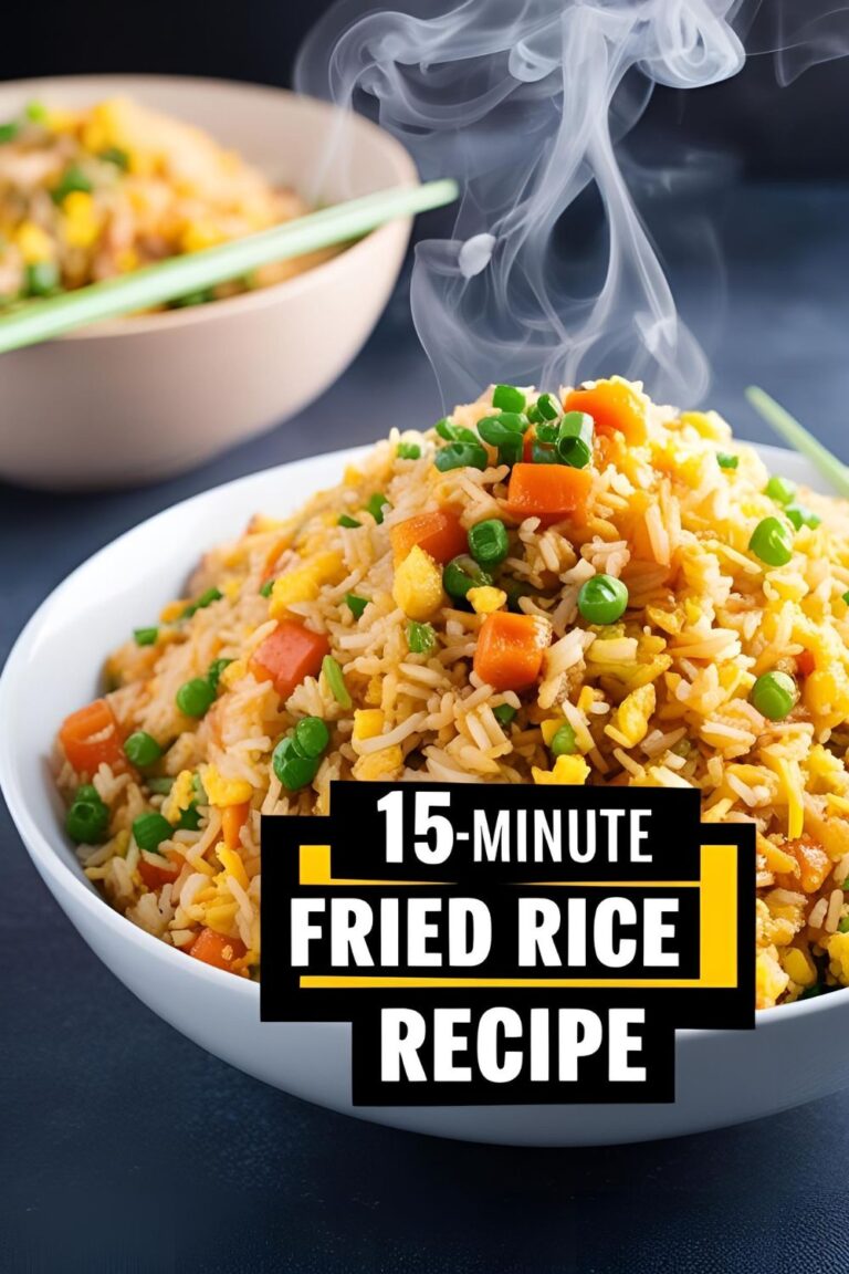 A bowl of homemade fried rice garnished with green onions, showcasing a quick and easy meal.